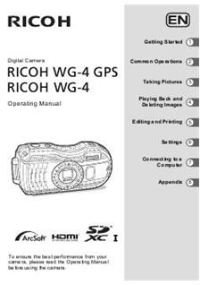 Ricoh WG 4 manual. Camera Instructions.